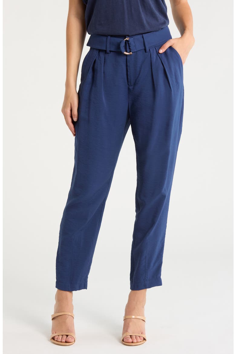 Miley Belted Pleated Pants, Main, color, SPRING NAVY