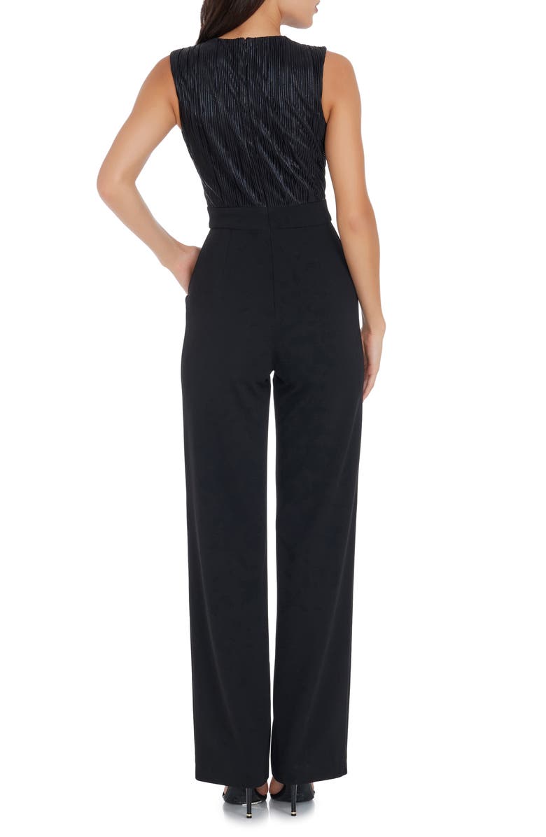 Dress the Population Everette Metallic Bodice Mixed Media Jumpsuit, Alternate, color, 
