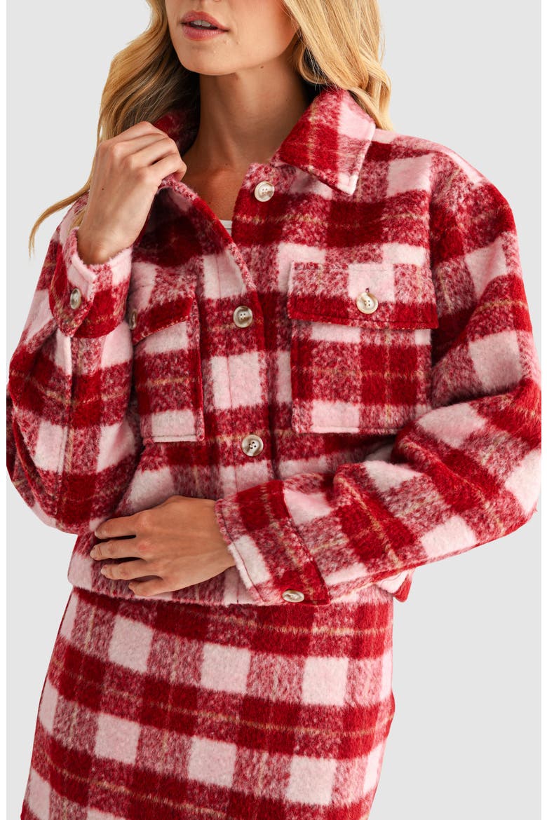 Plaid Crop Jacket, Alternate, color, BURGUNDY PLAID