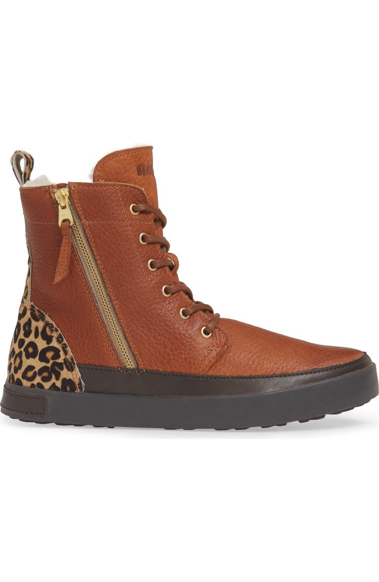 Blackstone 'CW96' Genuine Shearling Lined Sneaker Boot, Alternate, color, Leopard Print Leather