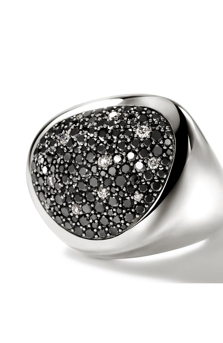 John Hardy Pebble Ring, Sterling Silver, Black Sand Diamond Pavé, Alternate, color, 