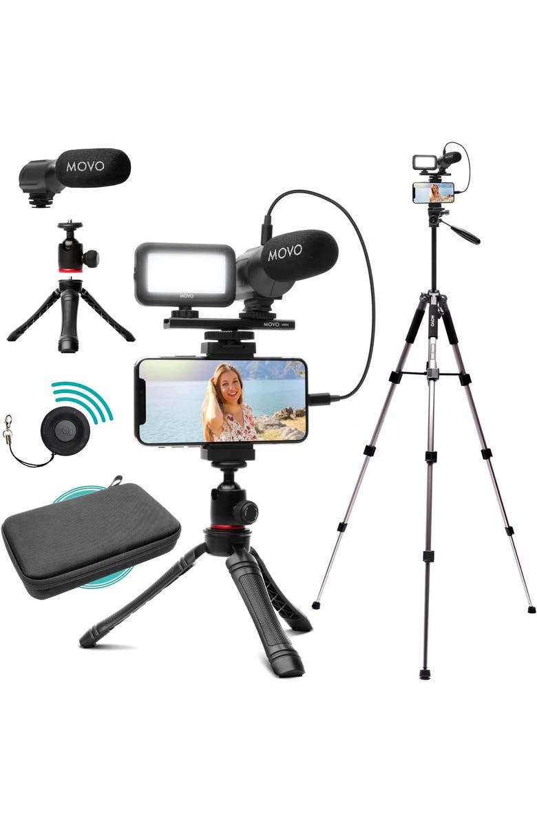 MOVO iVlogger Vlogging Kit for iPhone with Fullsize Tripod, Main, color, Black