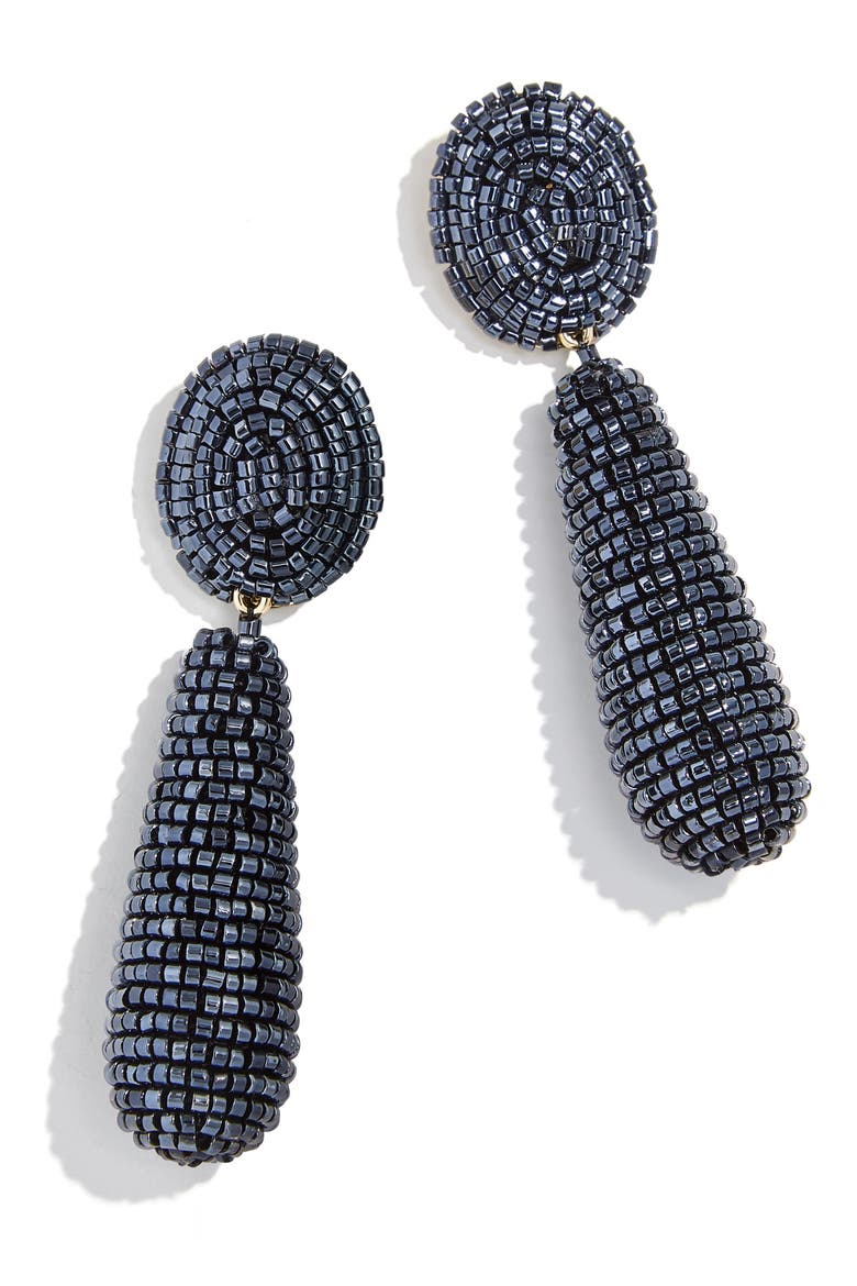 Addie Beaded Drop Earrings, Main, color, BLACK