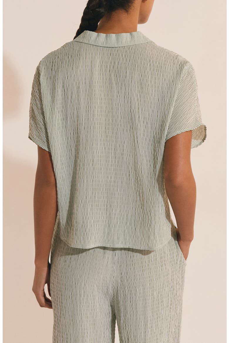 Oselia Stripe Short Sleeve Chemise Button-Up Pajama Shirt, Alternate, color, IMP FOND VERT