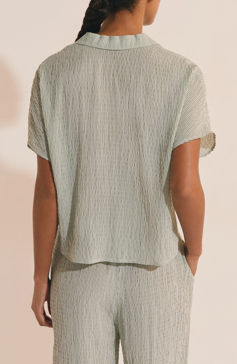 Etam Oselia Stripe Short Sleeve Chemise Button-Up Pajama Shirt, Alternate, color, Imp Fond Vert