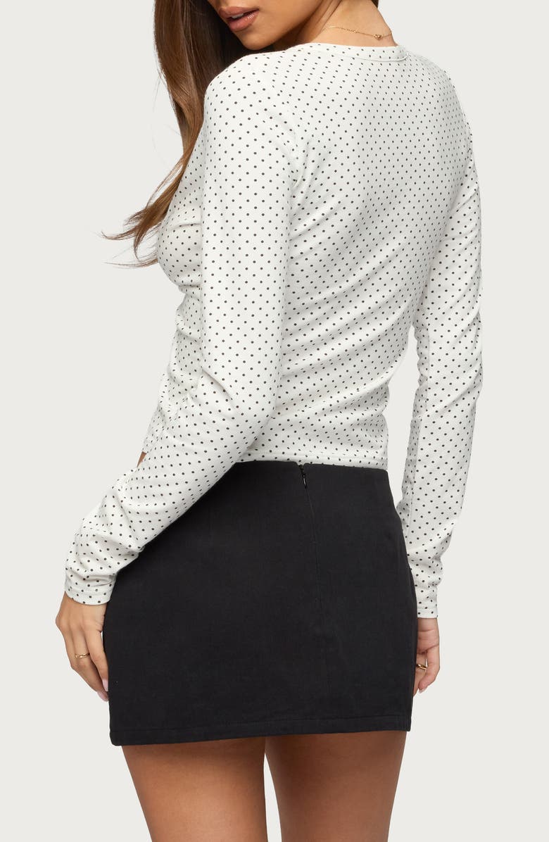 EDIKTED Kianah Polka Dot Crop Top, Alternate, color, White