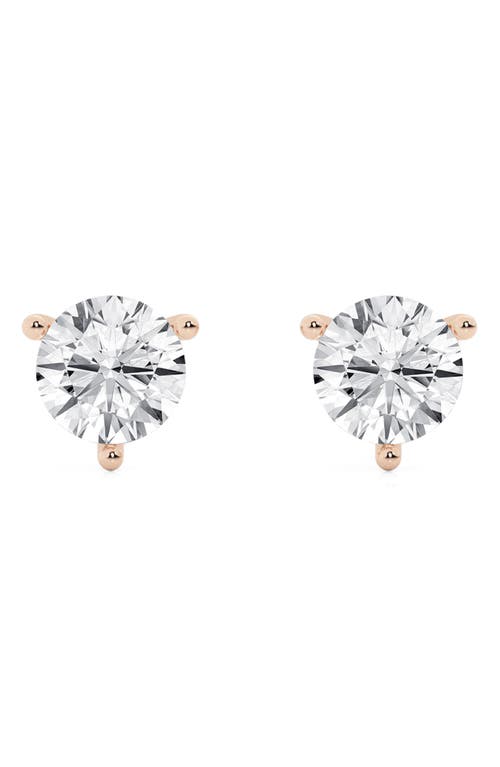 Badgley Mischka Collection 14k Gold Round Cut Near Colorless Lab-created Diamond Stud Earrings In 3 Ctw Rose Gold