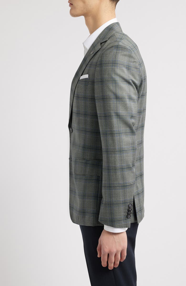 BOSS Hutson Plaid Virgin Wool Sport Coat, Alternate, color, Dark Green