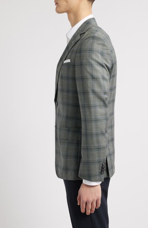 Hugo Boss Boss Hutson Plaid Virgin Wool Sport Coat In Dark Green