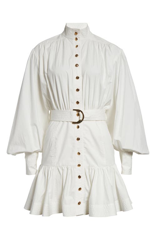 Zimmermann Belted Long Sleeve Cotton Utility Minidress In White