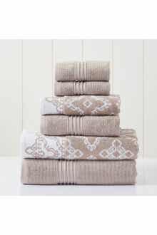 Modern Threads Yarn Dyed Jacquard/Solid Towel 6-Piece Set - Charlize Stone