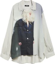 Undercover Graphic Print Long Sleeve Camp Shirt