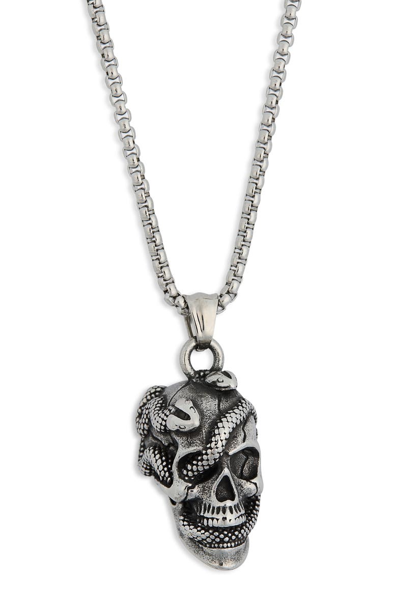 Ed Hardy Men's Snake Skull Pendant Necklace, Alternate, color, 
