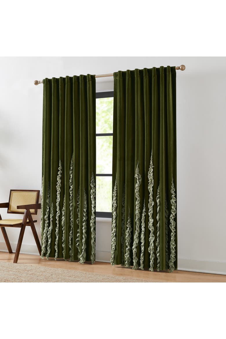 Verdant Path Cotton Blackout Window Panel, Alternate, color, Green