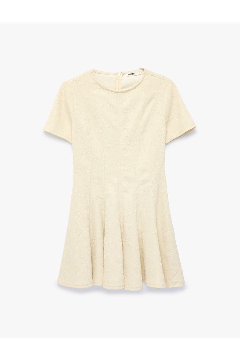 Floral Textured Mini Flared Dress, Main, color, ECRU