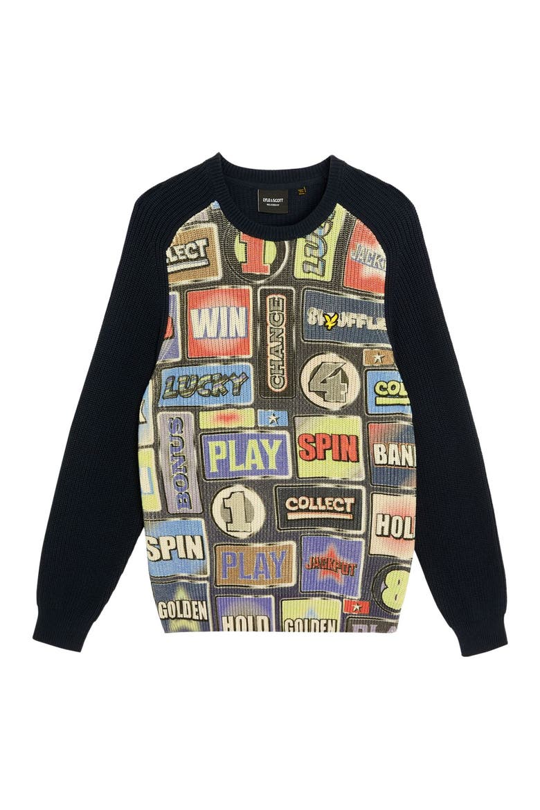 Fruit Machine Graphic Crew Neck Sweater, Alternate, color, Dark Navy
