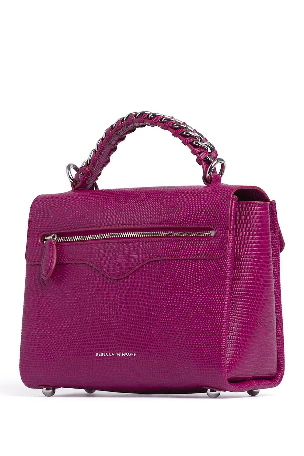 Rebecca Minkoff Chain Lizard Embossed Leather Satchel, Alternate, color, 