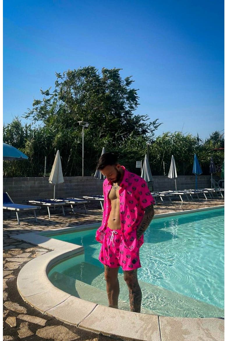 Baewatch Neon Pink Men's Swim Shorts, Alternate, color, Neon Pink