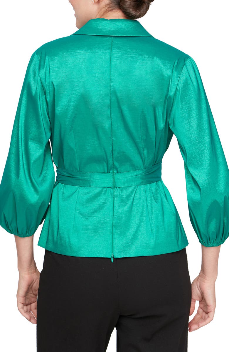 Alex Evenings Stretch Taffeta Wrap Top, Alternate, color, 