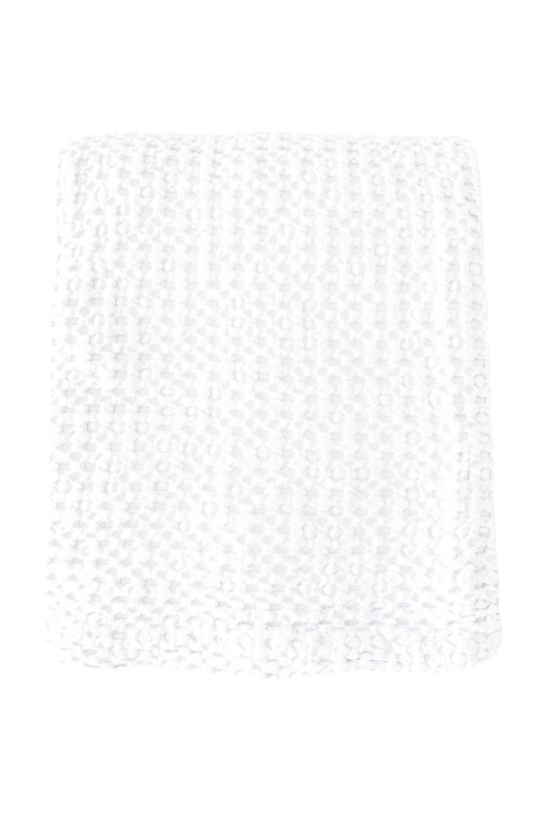 Anaya Stonewashed Cotton Waffle Bed Blanket, Main, color, White