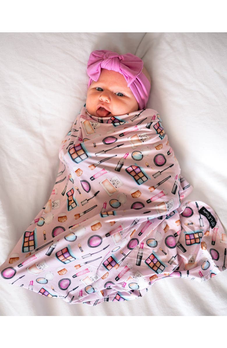 Lev Baby Makeup Print Soft Baby Swaddle Blanket, Alternate, color, Pink