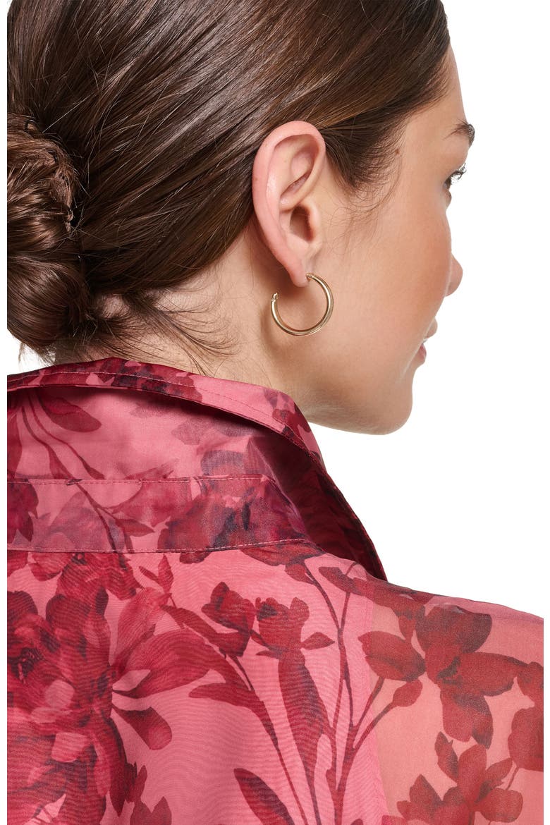 Cap Sleeve Floral Printed Organza Midi Dress, Alternate, color, Pink Floral Multi