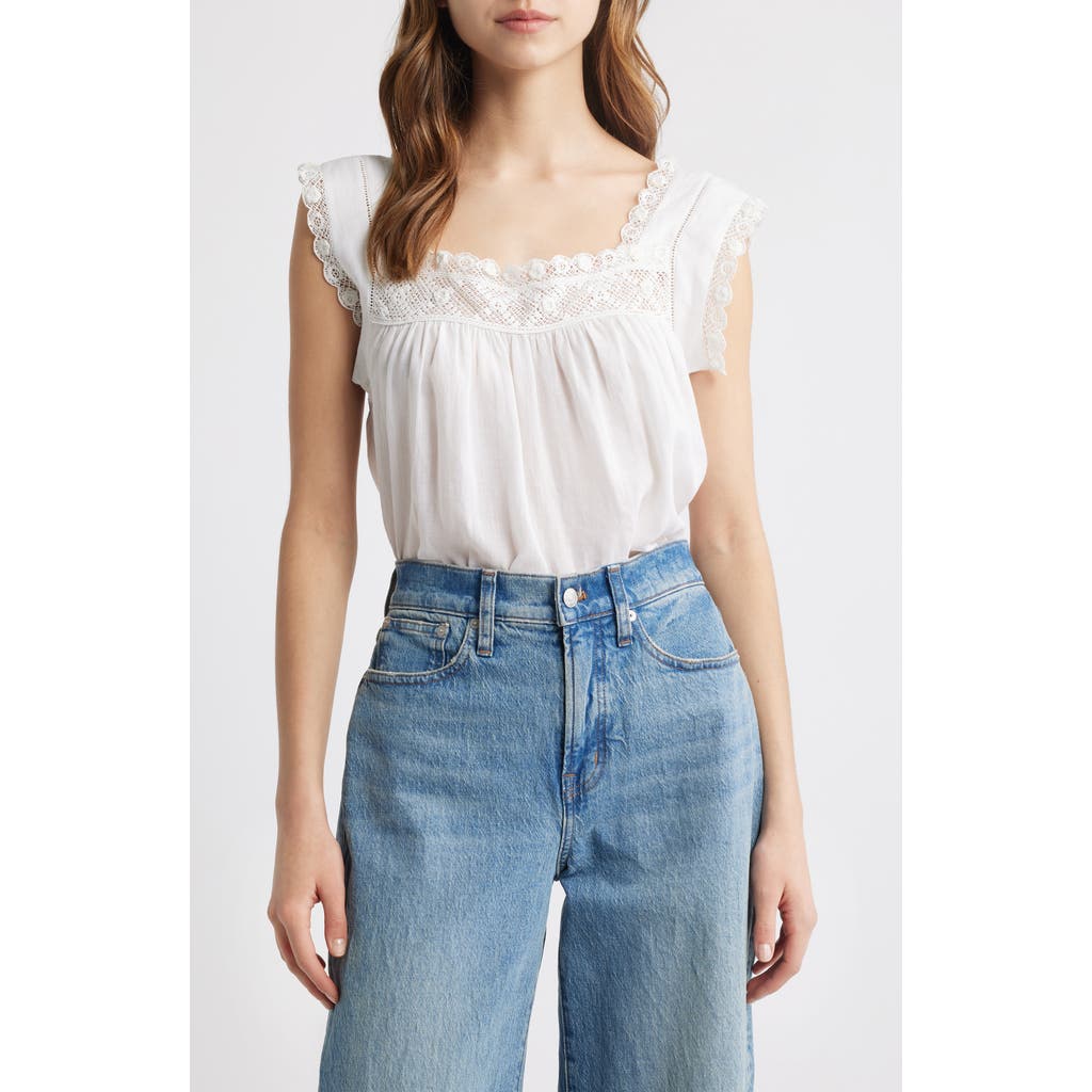 Shop Doen Dôen Aphra Lace Trim Top In Salt
