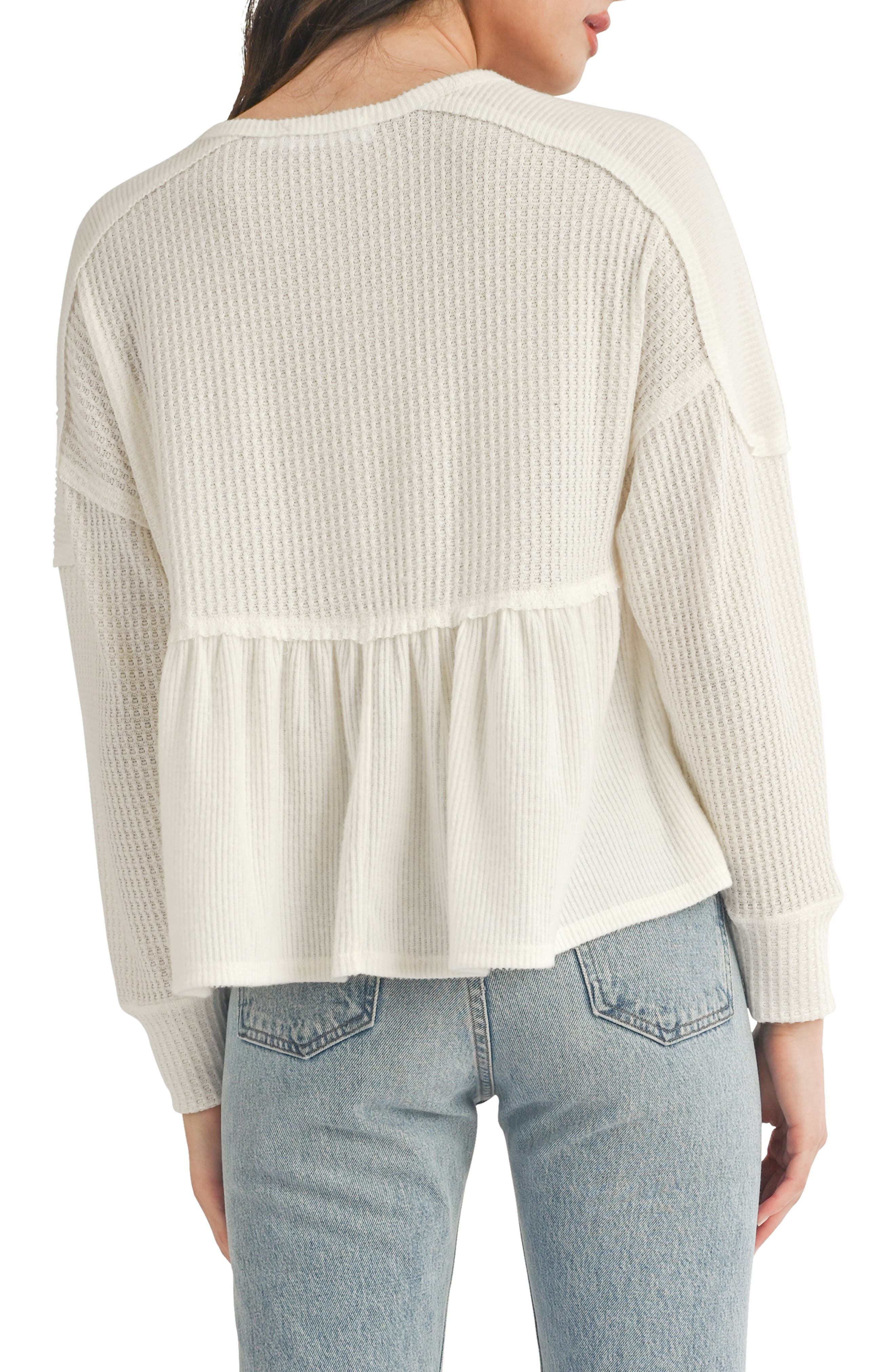 Mixed Knit Peplum Top - image 2