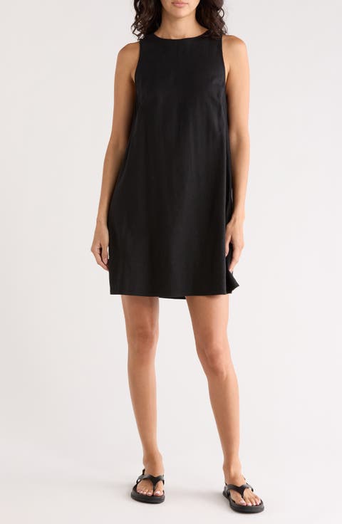Linen Blend Shift Minidress