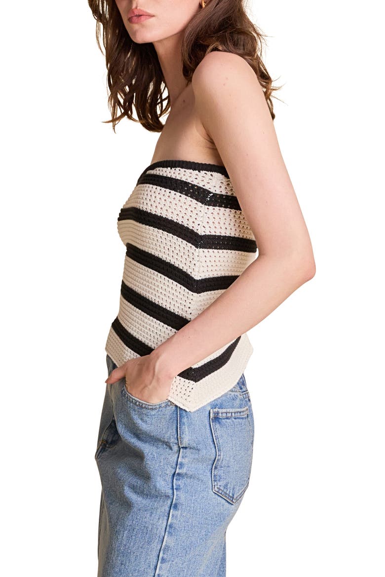 Stripe Open Stitch Tube Top, Alternate, color, CREAM/ BLACK
