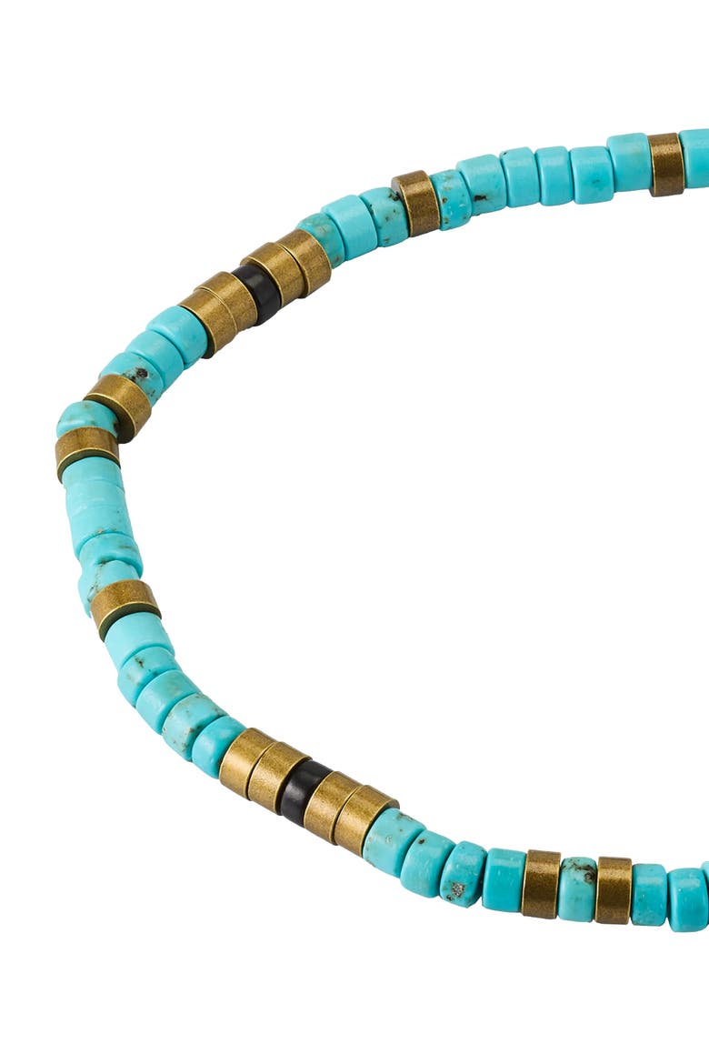 Turquoise And Brass Beaded Pull Cord Closure Bracelet, Alternate, color, TURQUOISE