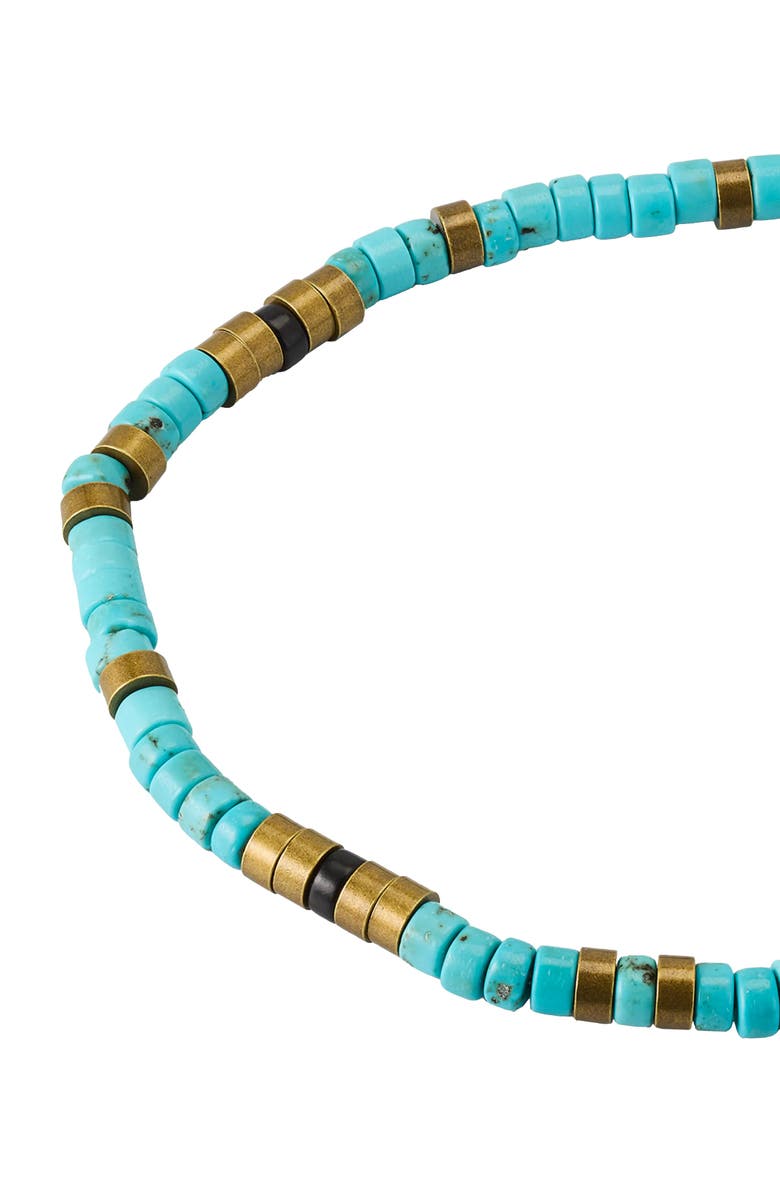 Jan Leslie Turquoise And Brass Beaded Pull Cord Closure Bracelet, Alternate, color, Turquoise