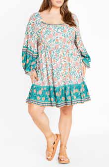 City Chic Aurora Long Sleeve Tiered Minidress
