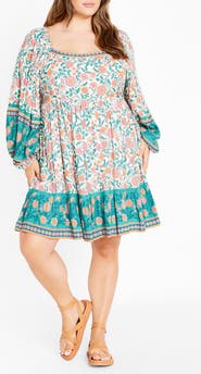 City Chic Aurora Long Sleeve Tiered Minidress