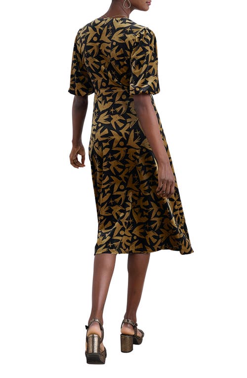 Seasalt Cornwall Hendra Floral Print Puff Sleeve Velvet Dress In Brown