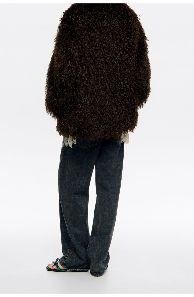 Bimba y Lola Oversize Fur Coat, Alternate, color, Dark Brown