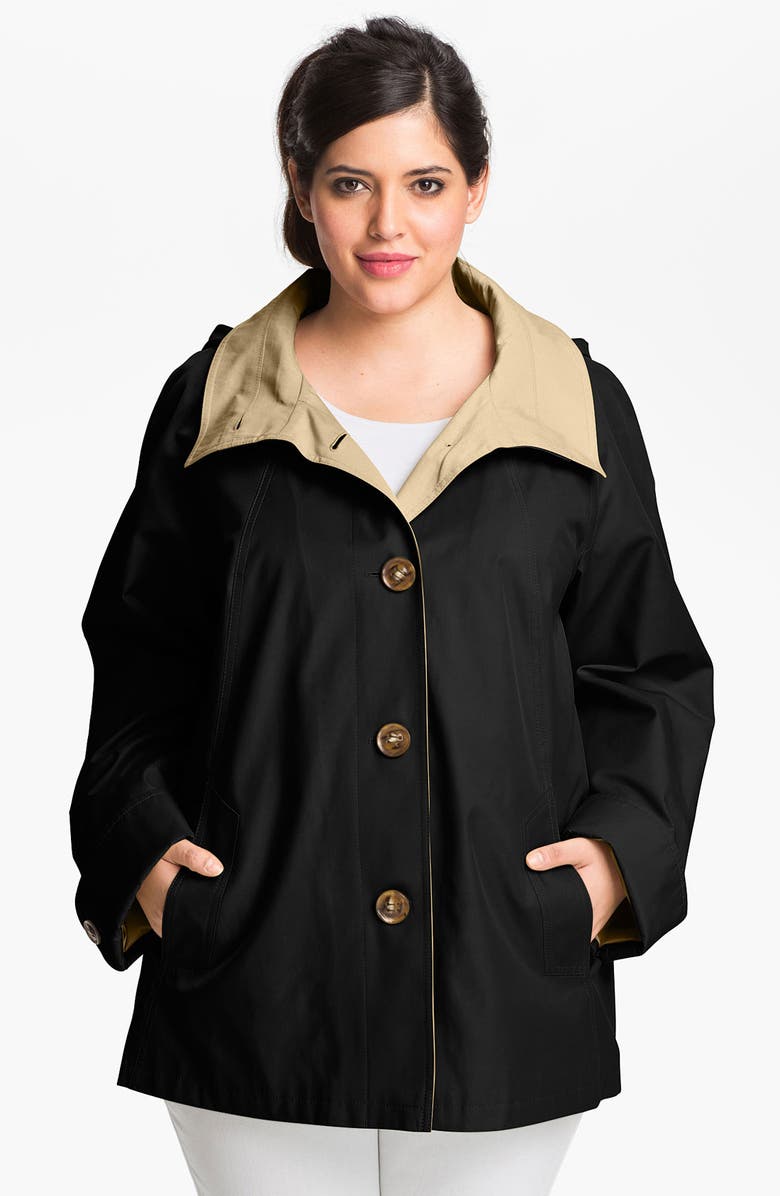 Gallery Short A-Line Jacket with Detachable Hood, Main, color, 