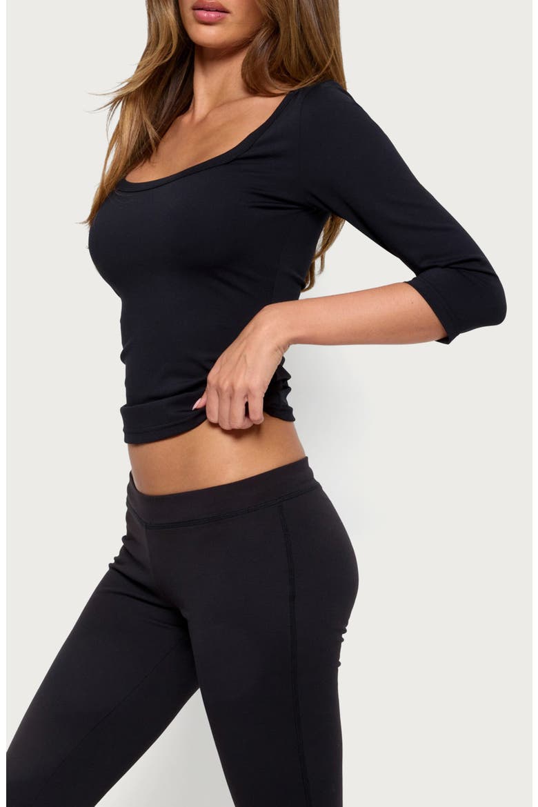 Desi Three-Quarter-Sleeve Top, Alternate, color, BLACK