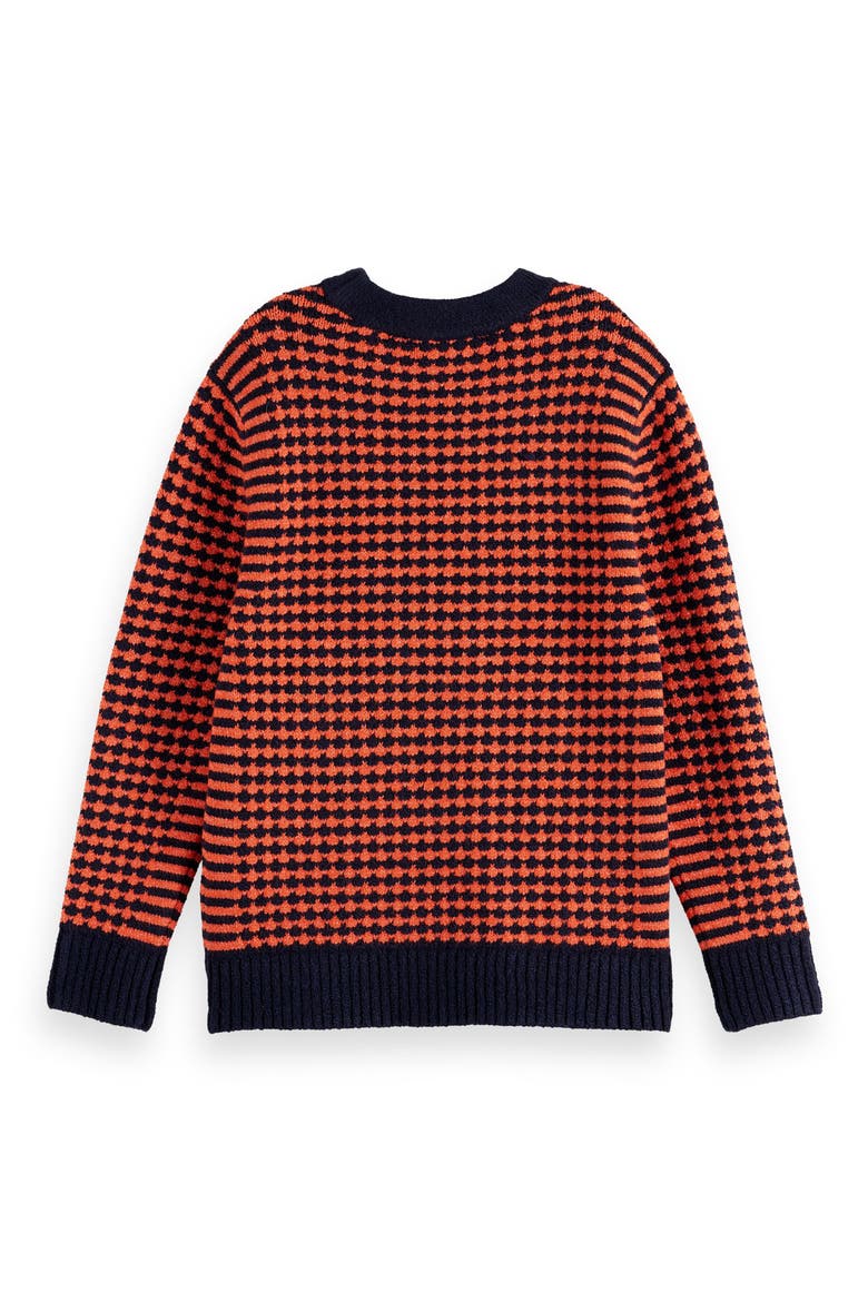 Kids' Relaxed Fit Chenille Sweater, Alternate, color, SKY CAPTAIN/ CHERRY TOMATO
