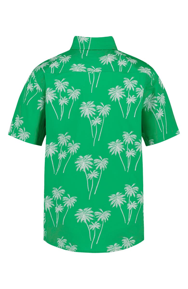 Tommy Hilfiger Kids' Palm Print Short Sleeve Button-Up Shirt, Alternate, color, 