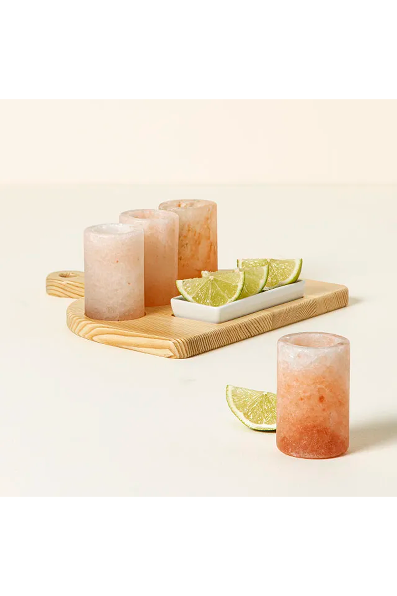 Himalayan Salt Tequila Glasses- Set of 4 by The Spice Lab, Main, color, Pinkish-Orange