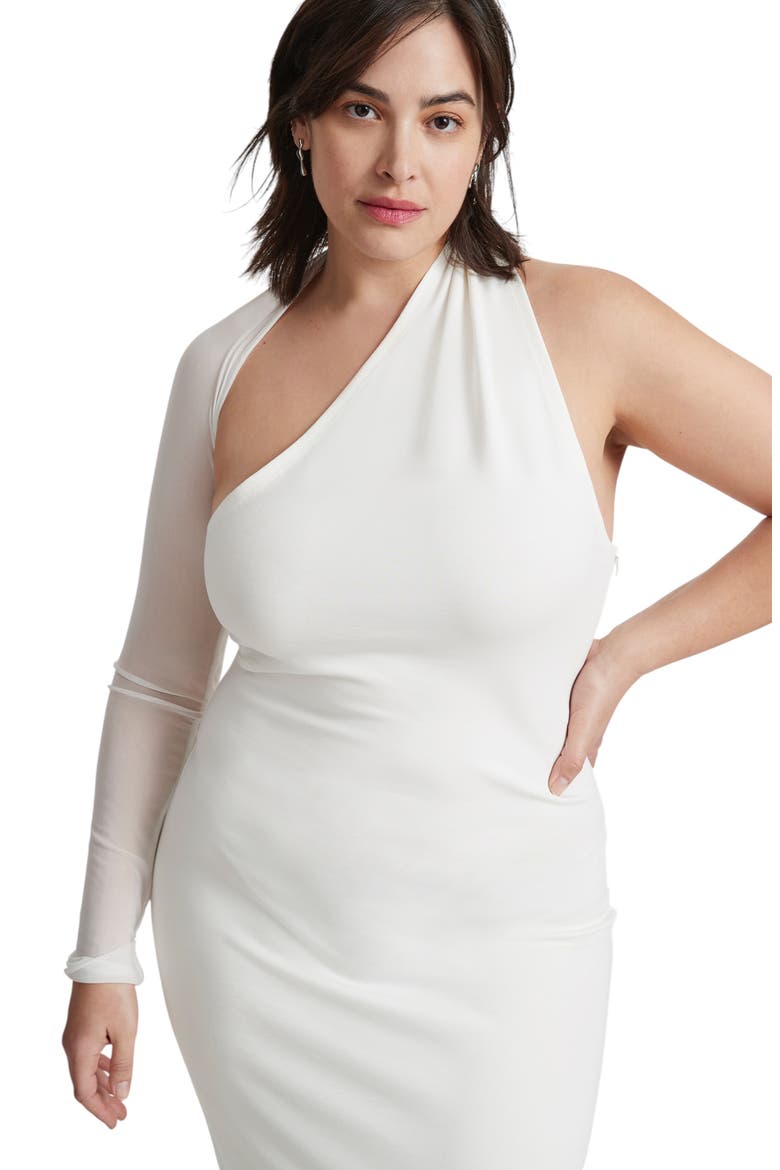 Manhattan Mesh Asymmetric Gown, Alternate, color, OFF WHITE MESH