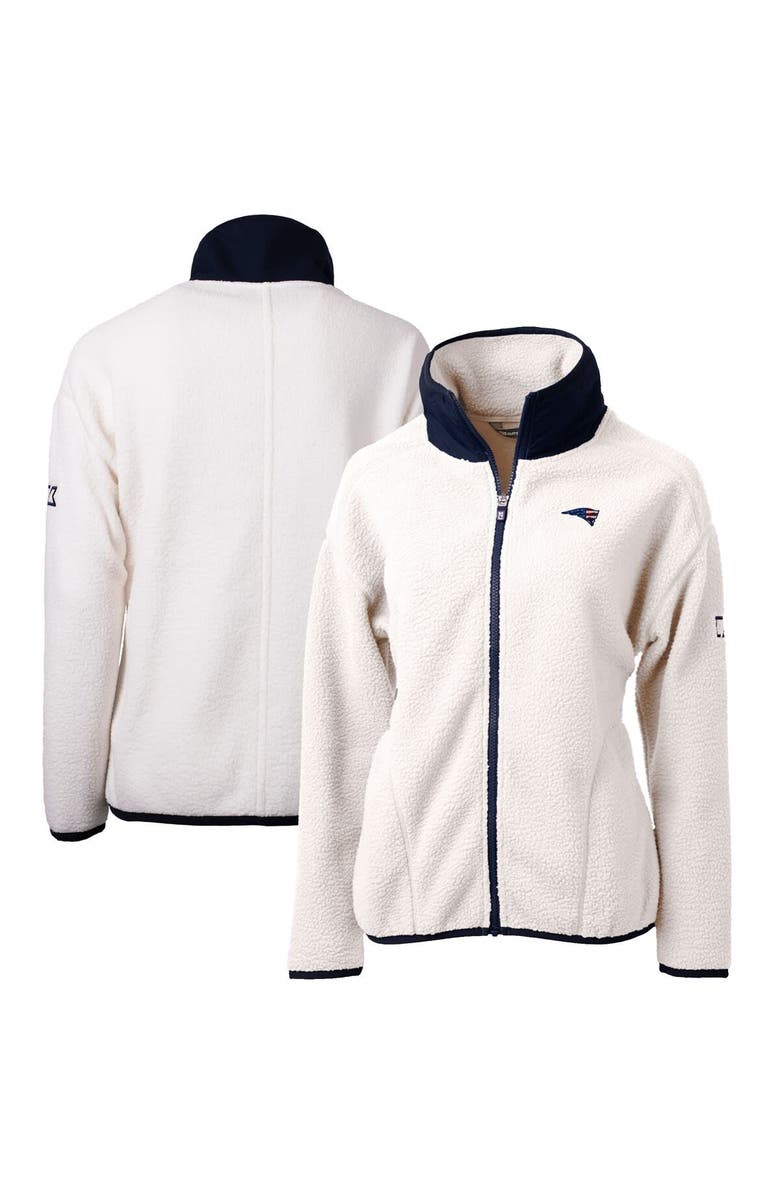 Cutter & Buck Women's Cutter & Buck Cream New England Patriots Cascade Eco Sherpa Fleece Full-Zip Jacket, Main, color, 