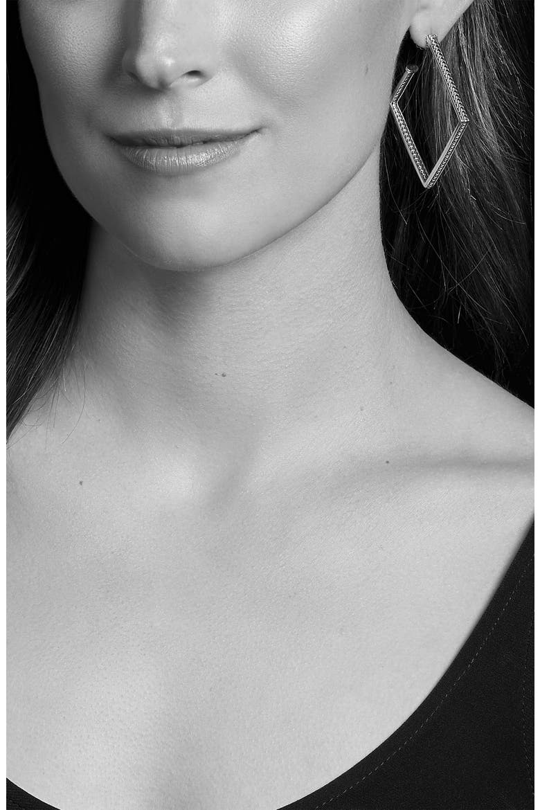 Square Caviar Hoop Earrings, Alternate, color, SILVER