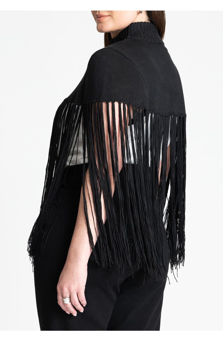 ELOQUII Fringe Half Sweater, Alternate, color, Black Onyx