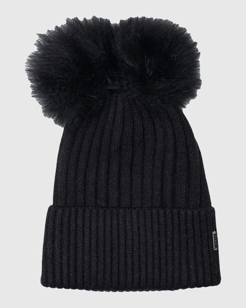 Gorski Knit Hat With Double Toscana Lamb Pompom In Black
