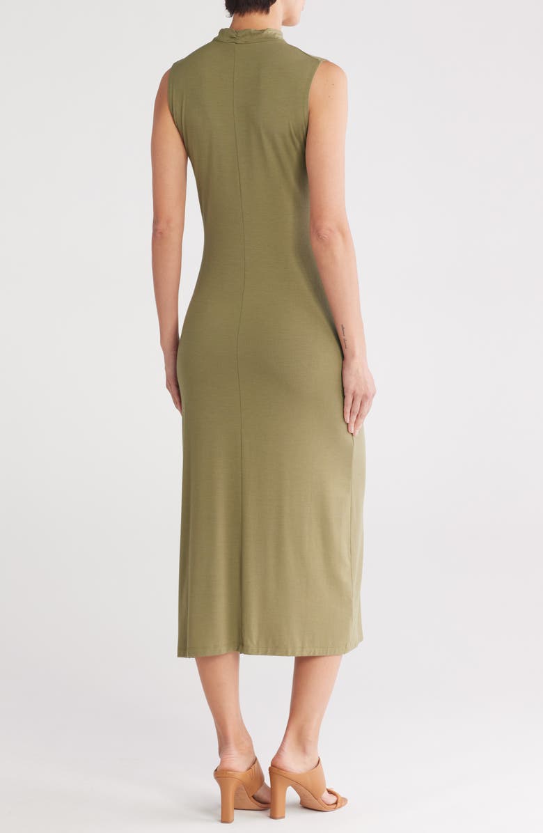 Vince Turtleneck Sleeveless Ruched Sweater Dress, Alternate, color, Artichoke