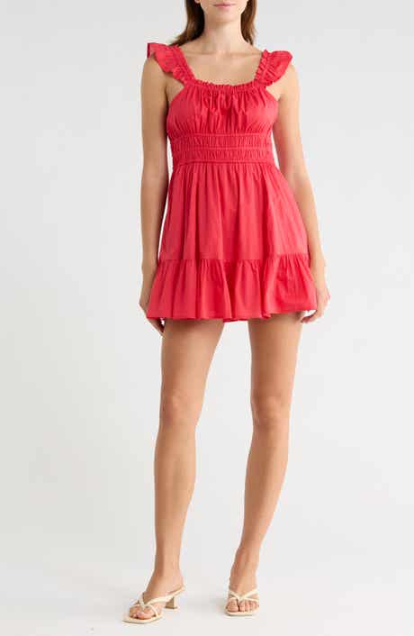 Abound Ruffle Strap Tiered Cotton Minidress