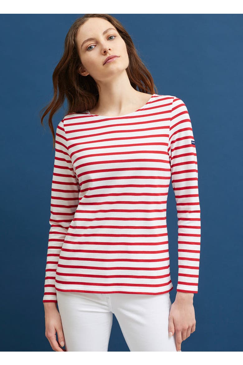 MINQUIDAME - Breton Striped Shirt with Long Sleeve, Main, color, white/red