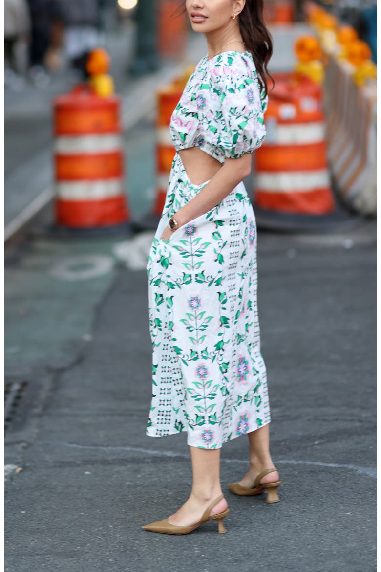 Danielle Green Garden Midi Dress, Alternate, color, Green